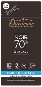 【70％】ダーデン　有機アガベチョコレート　スティック　カカオ70%　62g　12袋入※(小ロット）チョコレート内で混載3ボール～（大ロット）単品6ボール単位